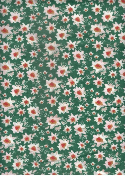 COTTON GREEN FLOWER FRINT (FC302)