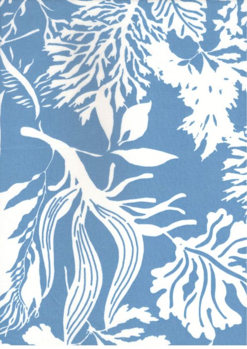 COTTON POPLIN WHITE BASE LEAF PRINT (FC544)