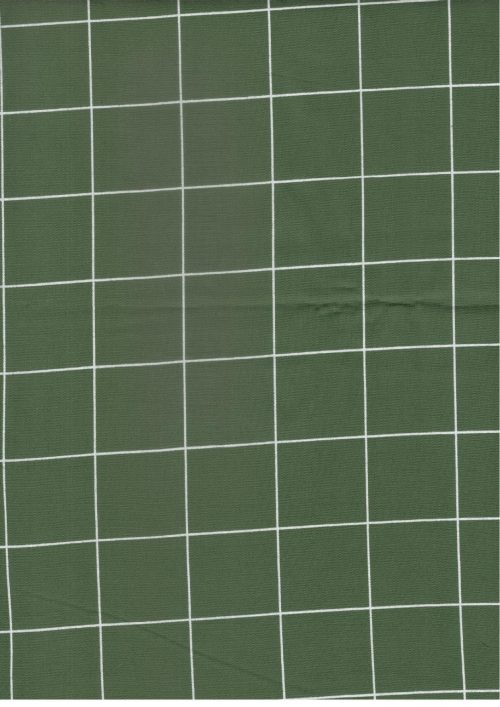 COTTON TWILL BOTTLE GREEN DYED WITH WHITE CHECKED PRINT (FC 305)