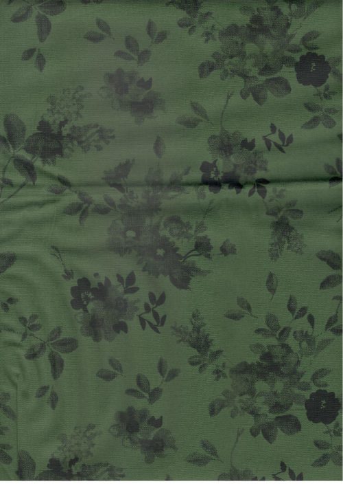COTTON TWILL GREEN DYED AND BLACK FLOWER PRINT (FC 304)
