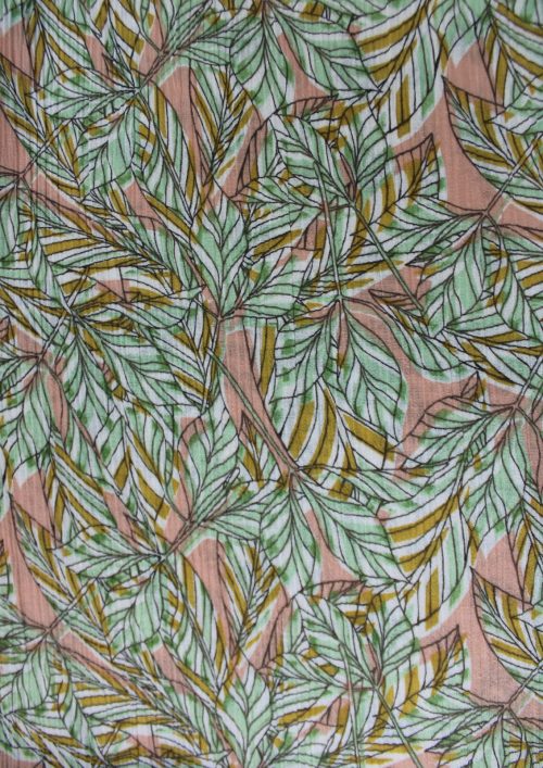 CREPE HT GREEN FLOWER PRINT FABRIC
