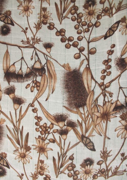 COTTON  MUSLIN   FLOWER   PRINT FABRIC