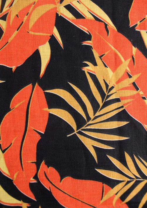 LINEN   ORANGE  LEAF PRINT  FABRIC